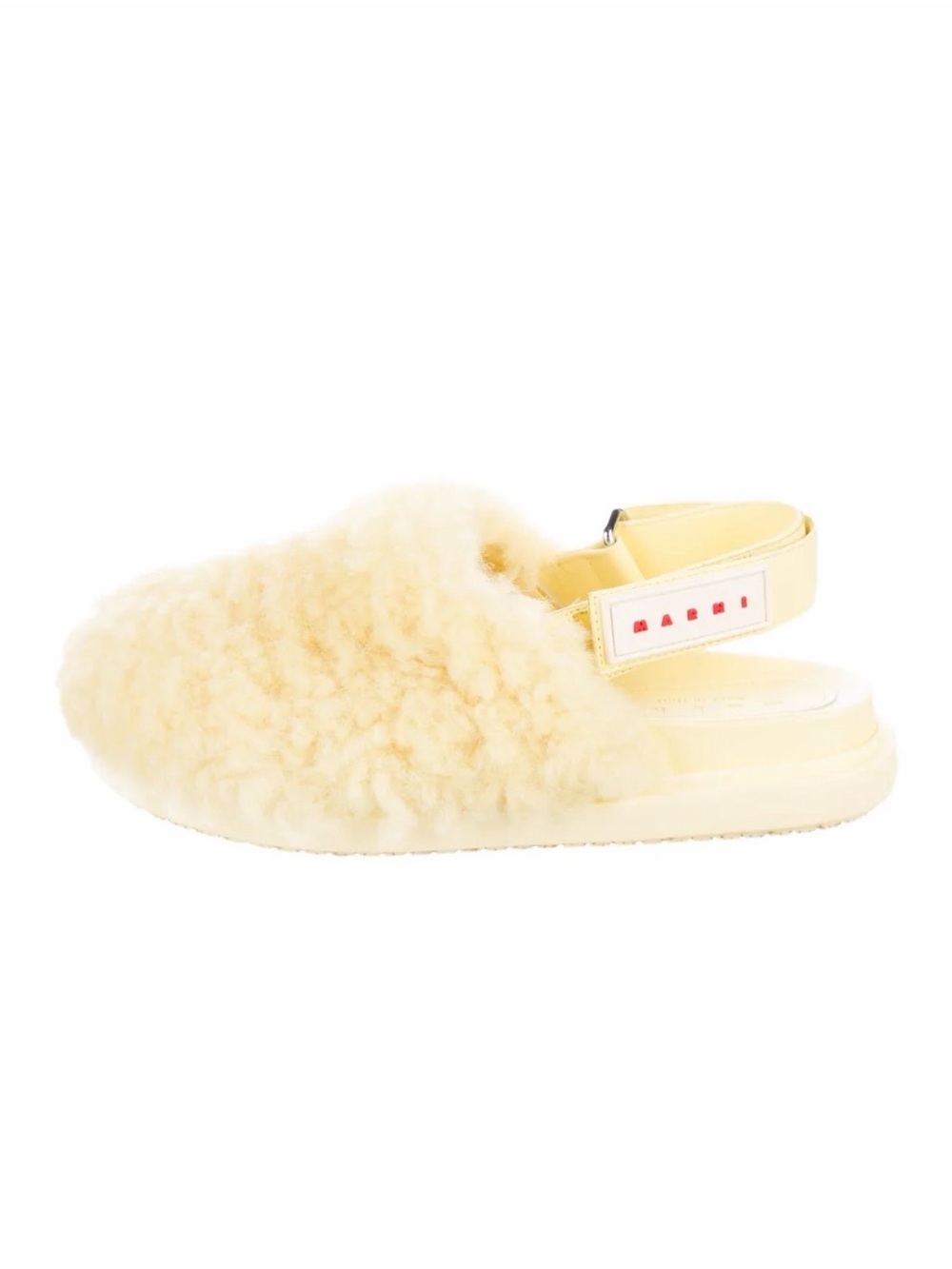 Marni Fussbett Yellow Shearling Slingback Sandals EU 40
